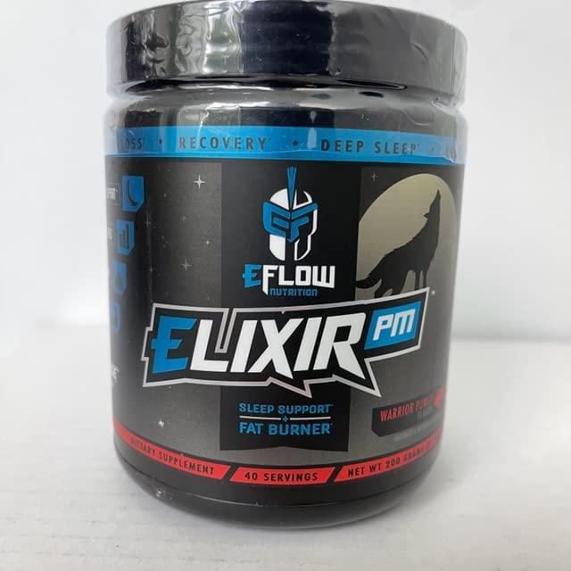 eFlow Nutrition Elixir PM - Night Time Fat Burner and Natural Sleep Support - Appetite Suppressant and Weight Loss Support - Warrior Punch (40 Servings)