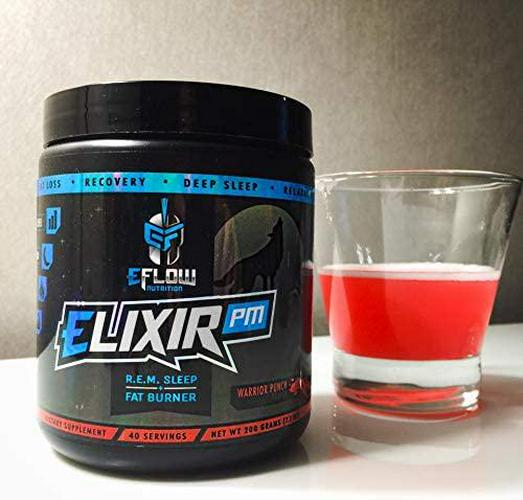 eFlow Nutrition Elixir PM - Night Time Fat Burner and Natural Sleep Support - Appetite Suppressant and Weight Loss Support - Warrior Punch (40 Servings)