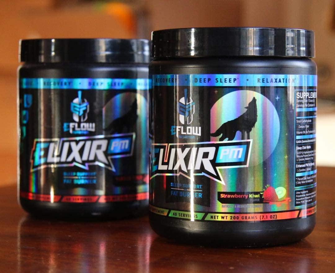 eFlow Nutrition Elixir PM - Night Time Fat Burner and Natural Sleep Support - Appetite Suppressant and Weight Loss Support - Strawberry Kiwi (40 Servings)