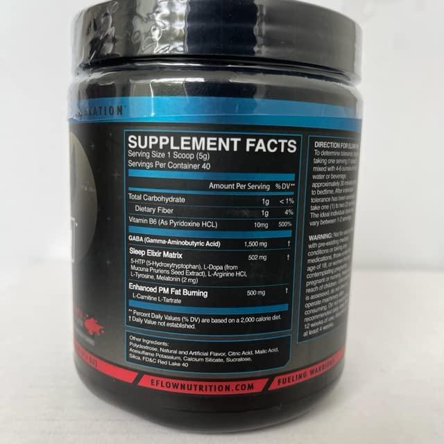 eFlow Nutrition Elixir PM - Night Time Fat Burner and Natural Sleep Support - Appetite Suppressant and Weight Loss Support - Warrior Punch (40 Servings)