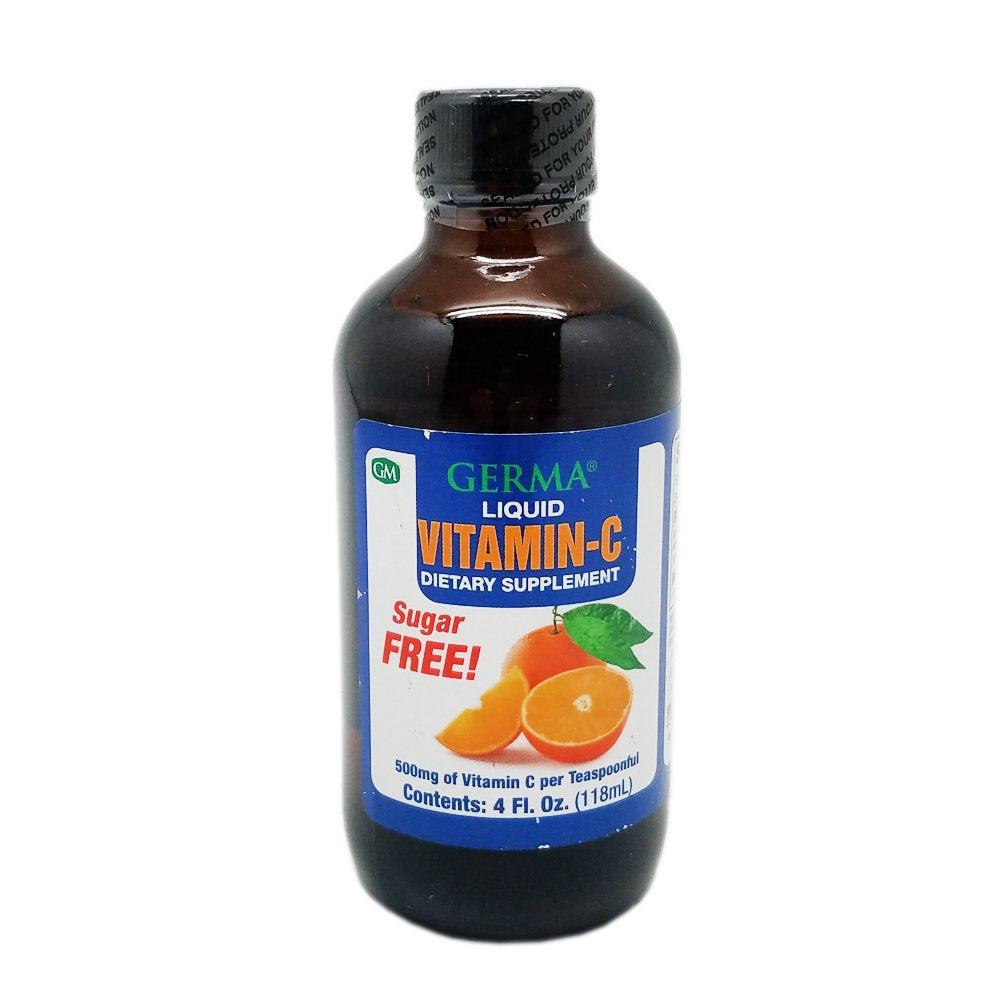 Germa Sugar-Free Liquid Vitamin C. 500 Mg. Fast Absorption Dietary Supplement. Immune System Booster. 4 Oz. Pack of 3