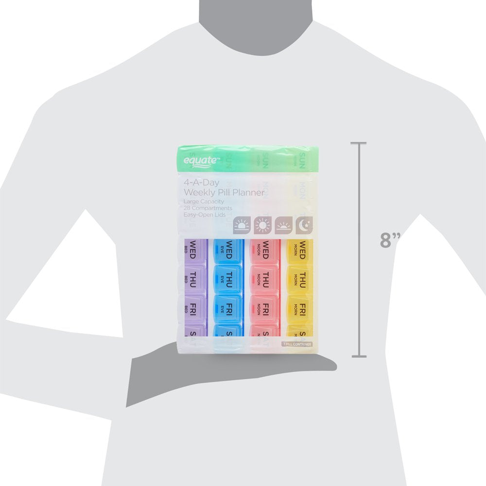 Equate 4-A-Day Pill Planner, 1 Week, 8.5"
