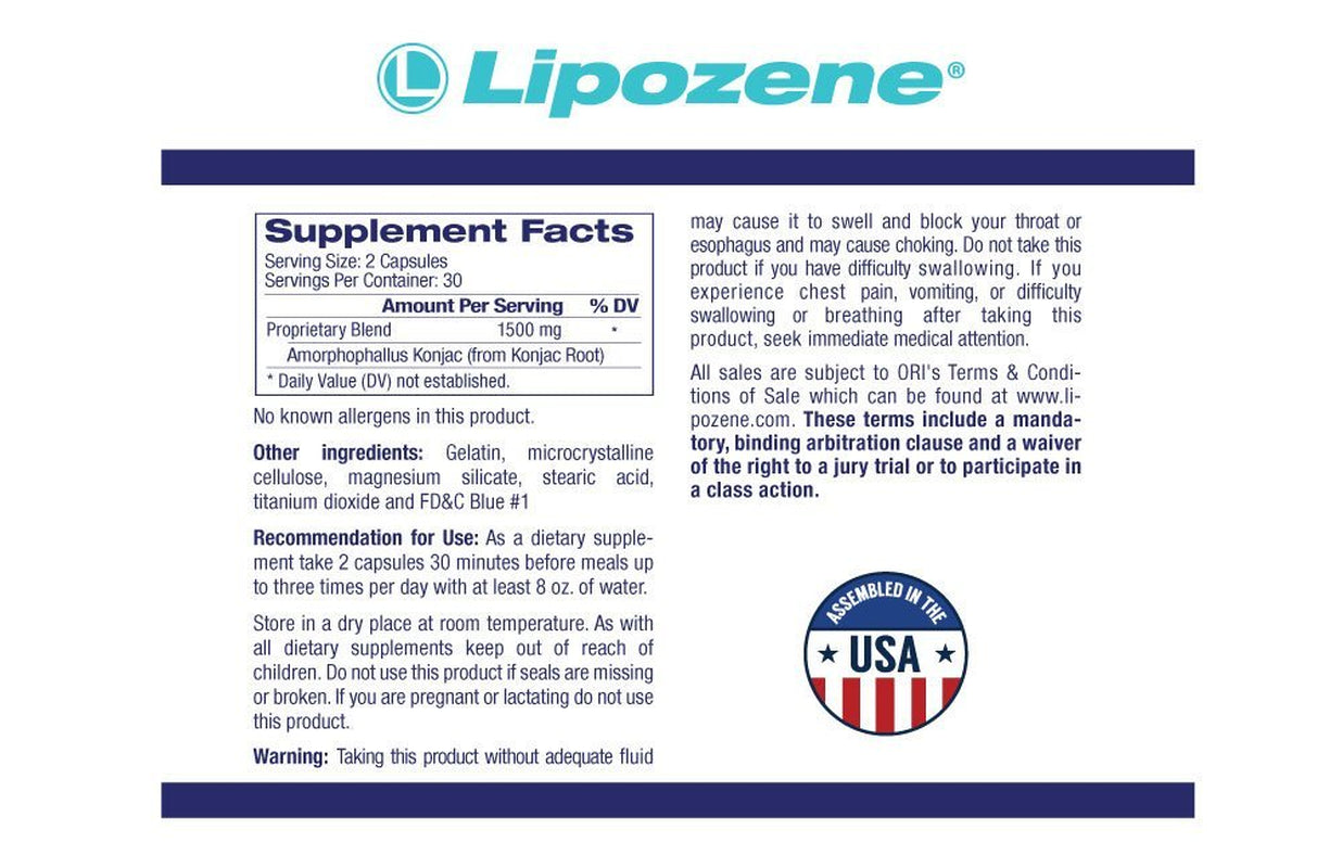 Lipozene Maximum Strength Weight Loss Supplement, 1500 Mg, 60 Capsules (Pack 1)