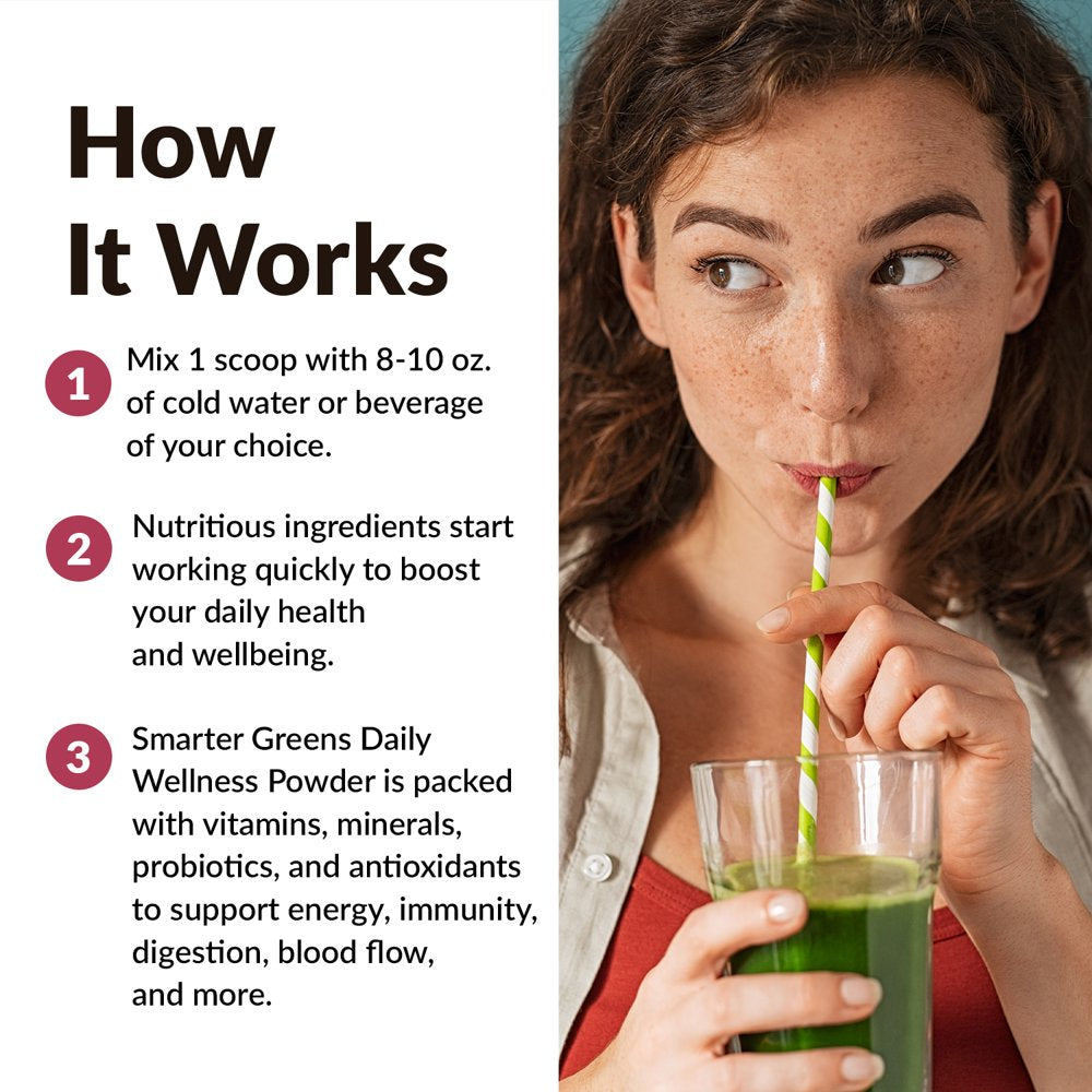 Force Factor Smarter Greens Daily Wellness Greens Powder, Superfood Greens Supplement, 30 Servings