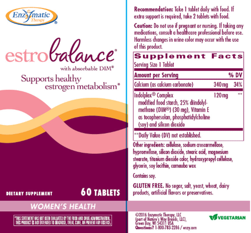 Enzymatic Therapy Estrobalance with Absorbable DIM Tablets, 60 Ct