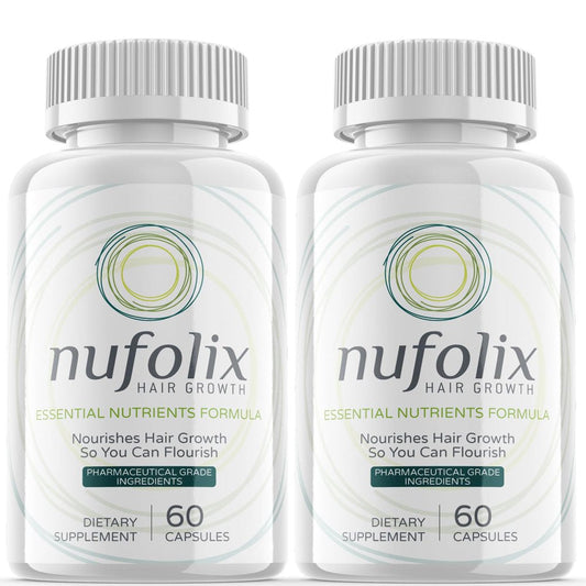 (2 Pack) Nufolix - Dietary Supplement for Hair Support - Revive and Nourish Hair Growth Advanced Formula - Boost Shine & Thickness - 120 Capsules - Nutricity.com.au