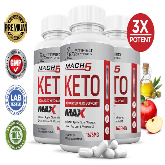 (3 Pack) Mach 5 Keto ACV MAX Pills 1675Mg Dietary Supplement 180 Capsules - Nutricity.com.au