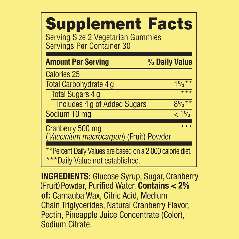 Spring Valley Cranberry Gummies Dietary Supplement, 500 Mg, 60 Count