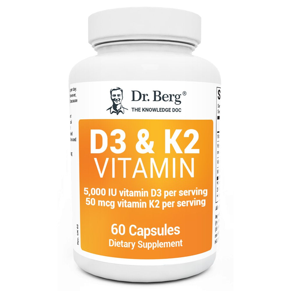 Dr. Berg D3 & K2 Vitamin Supplement for Heart and Bone Health, 60 Capsules