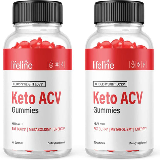 (2 Pack) Lifeline Keto ACV Gummies - Supplement for Weight Loss - Energy & Focus Boosting Dietary Supplements for Weight Management & Metabolism - Fat Burn - 120 Gummies - Nutricity.com.au