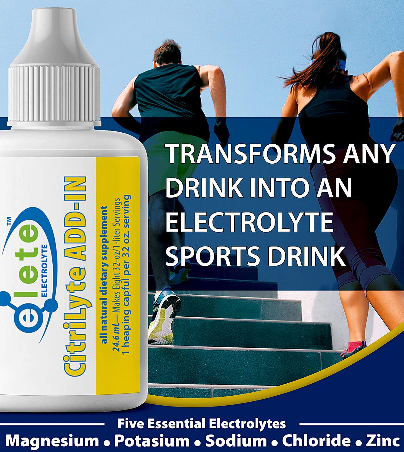 elete CitriLyte Add-In Team Size Pure Liquid Electrolyte Concentrate Contains 4 Essential Electrolytes and Zinc Slight Lemon Flavor 32 oz