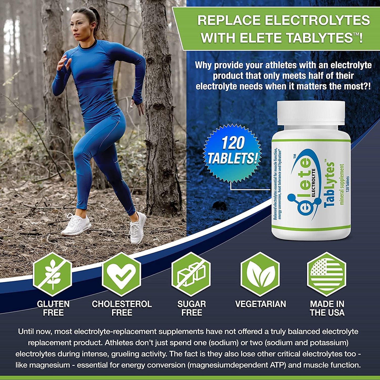 elete Tablytes All Natural Electrolyte Tablets Provides 9 Electrolytes to Support Hydration 120 Count