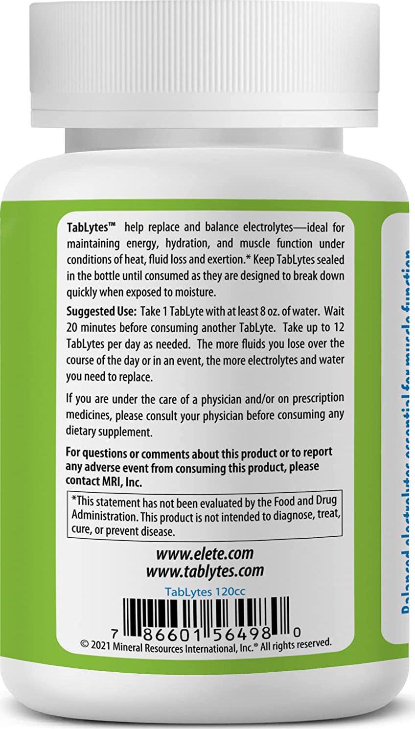 elete Tablytes All Natural Electrolyte Tablets Provides 9 Electrolytes to Support Hydration 120 Count
