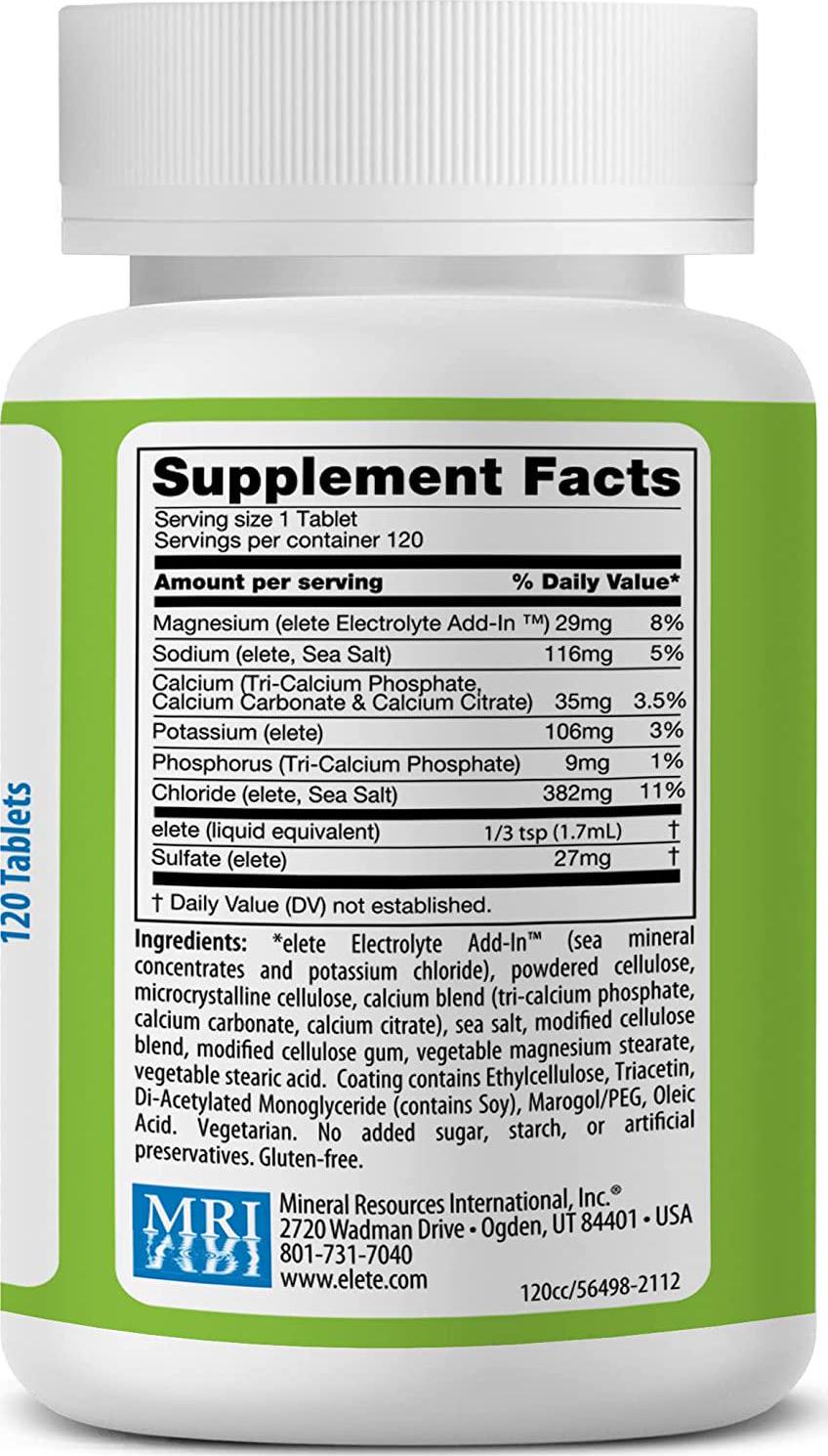 elete Tablytes All Natural Electrolyte Tablets Provides 9 Electrolytes to Support Hydration 120 Count