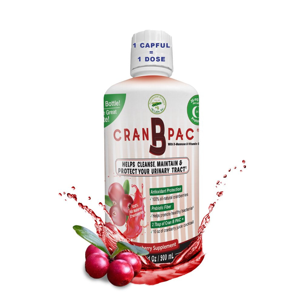 Cran-B-Pac - Urinary Tract Health Cranberry Concentrate Liquid W/Low Sugar & Vitamins, Maintenance against Utis, All Natural & Non GMO, High Concentration Juice Supplement, 36 Mg, 30 Ounce