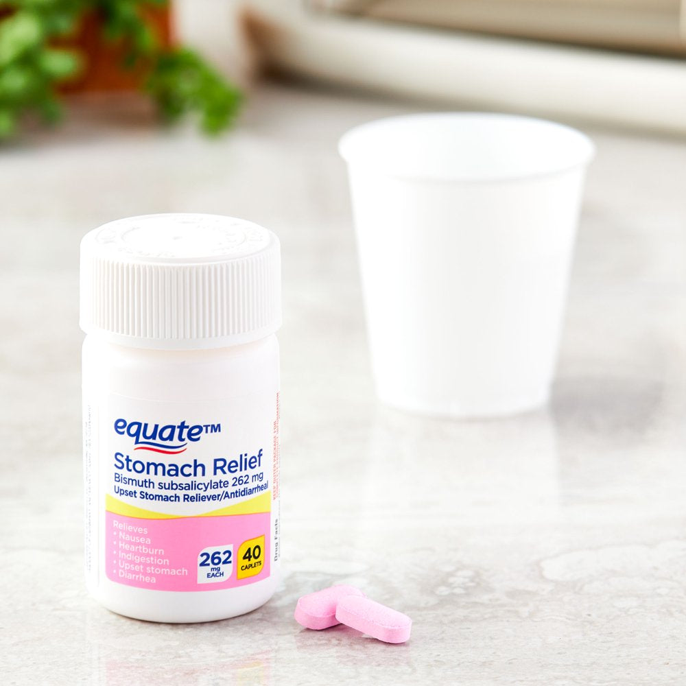 Equate Stomach Relief Caplets, 262 Mg, 40 Count