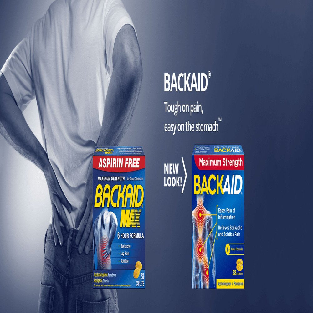Backaid Maximum Strength Backache Pain Relief, Non Drowsy - 28 Pills, 2 Pack