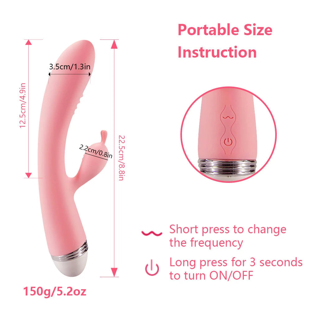 Centerel Powerful Rabbit Vibrator for G Spot Vaginal Stimulation with 12 Vibration, Waterproof Adult Sex Toys for Women and Couples ,Pink
