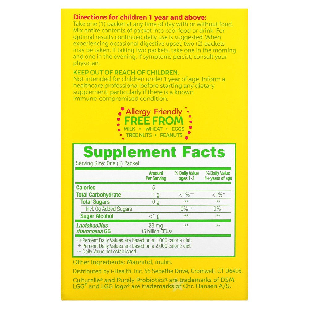 Culturelle Kids Purely Probiotics Daily Supplement for Kids 1+, Supports Immune and Digestive Systems, 50 Count