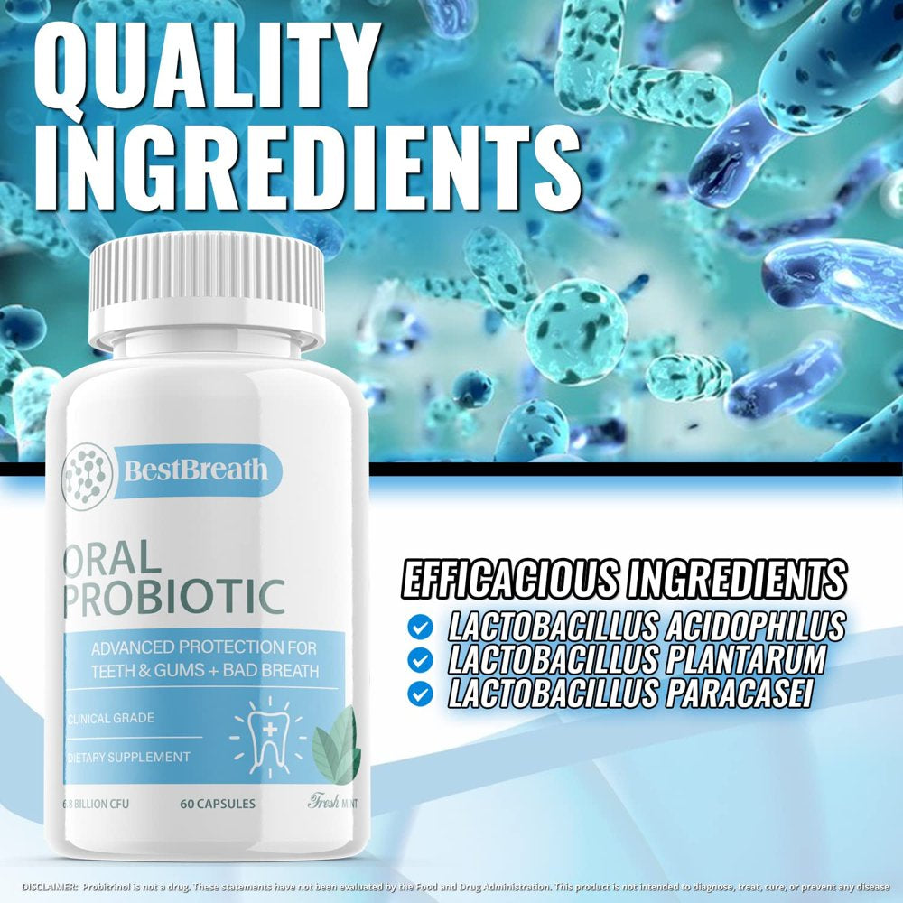 (2 Pack) Best Breath - Advanced Oral Probiotics Formula for Healthy Teeth and Gums, Fresh Breath, Ear, Nose, Throat, and Immune Health Supplement - 120 Capsules - Nutricity.com.au