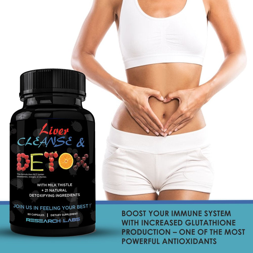 Doctor Recommended Premium Liver Detox Liver Cleanse & Liver Support W/ Milk Thistle, Beet Root, Dandelion. 23 Powerful Herbs by Research Labs