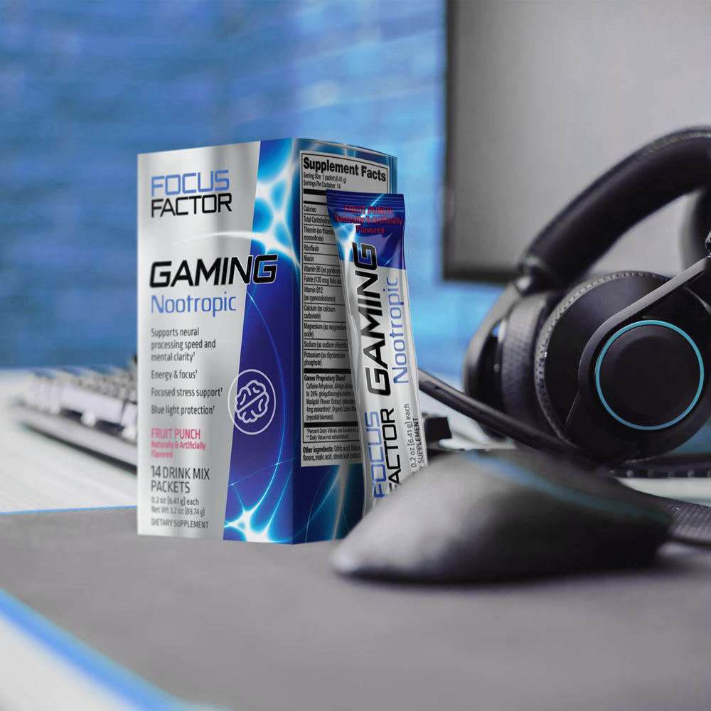 Focus Factor Gaming Nootropic Supplement for Energy, Focus & Blue Light Protection