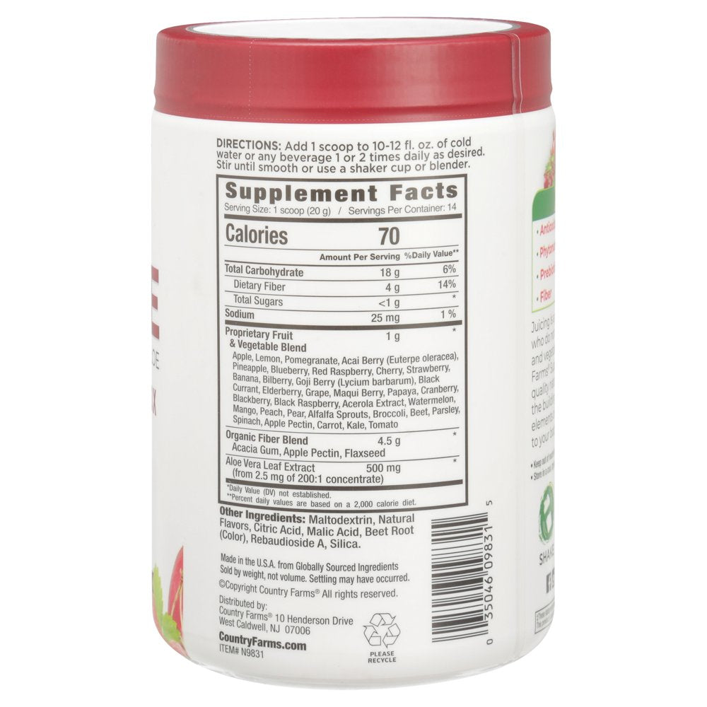 Country Farms Super Cleanse Drink Mix, Berry, 9.88 Oz., 14 Servings