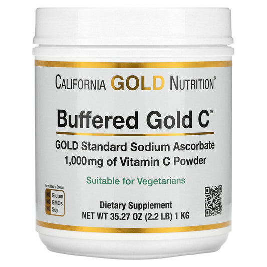 California Gold Nutrition Buffered Gold C, Non-Acidic Vitamin C Powder, Sodium Ascorbate, 2.2 Lb (1 Kg)