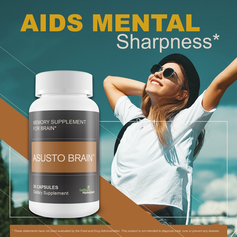 Asusto Memory Supplement for Brain - Improved Capsule Formula - Natural Brain, Memory, & Focus Support - Brain Support - Brain Supplement - Nootropic - Natural Asusto Sandalwood Improved Formula