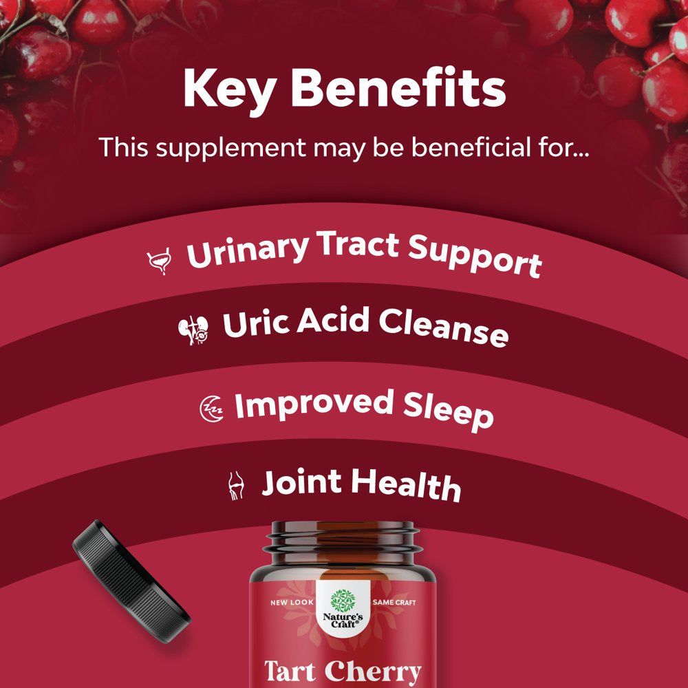 Advanced Tart Cherry Extract Capsules - Extra Strength Tart Cherry Capsules Uric Acid Cleanse and Joint Support Supplement - Muscle Recovery Supplement with Uric Acid Support Polyphenols 240 Capsules