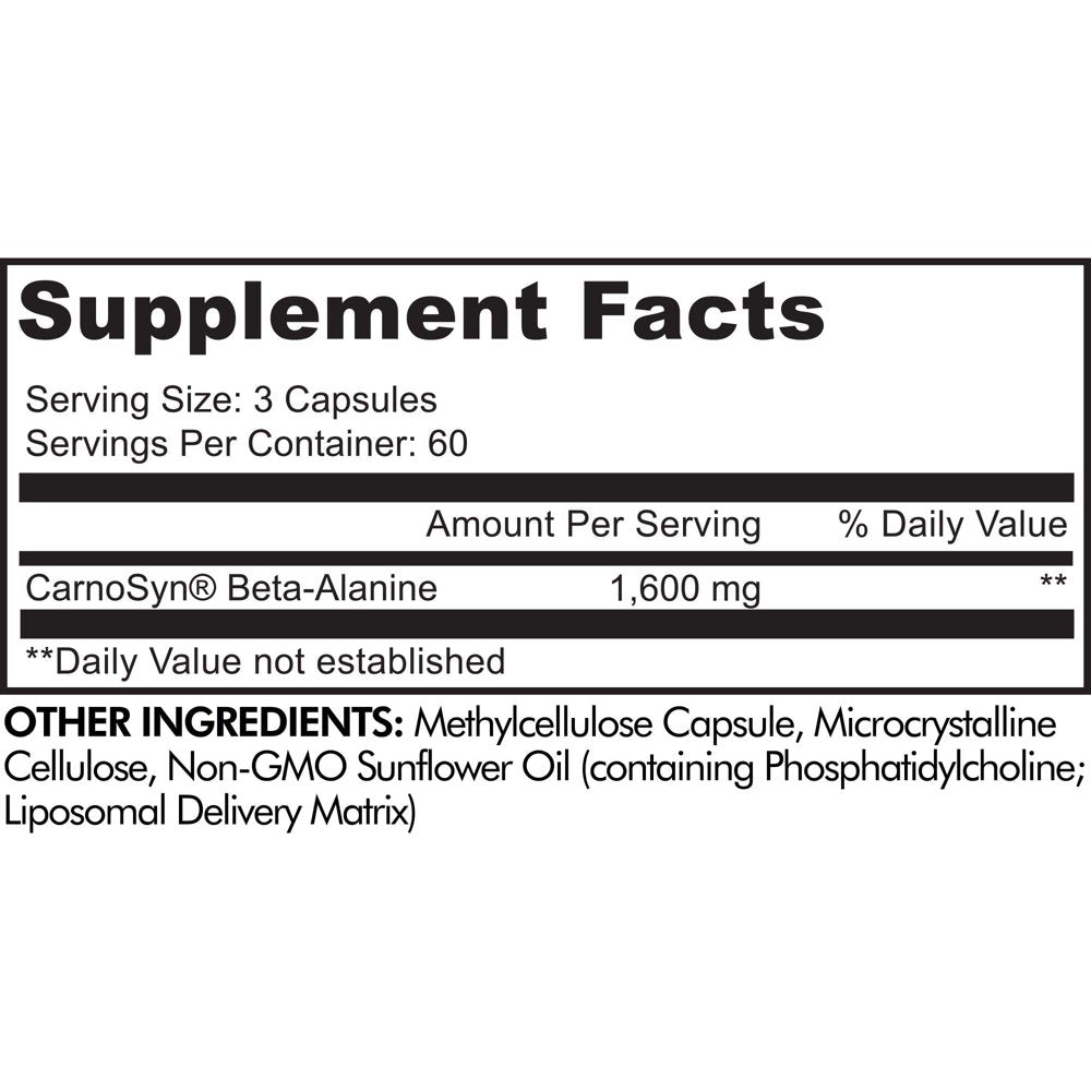 Codeage Liposomal Beta-Alanine Supplement, Carnosyn Beta Alanine 1600 Mg, Amino Acid Sports, 180 Ct