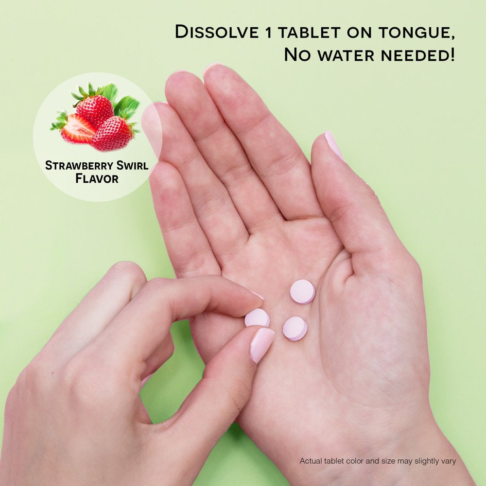 EZ Melts Sublingual Vitamin B Complex with Methylfolate for Stress and Mood Support, 9 Vital Vitamin B, 60 Tablets, Strawberry Flavored, Vegan Dietary Supplements, Dissolvable and Fast Melting