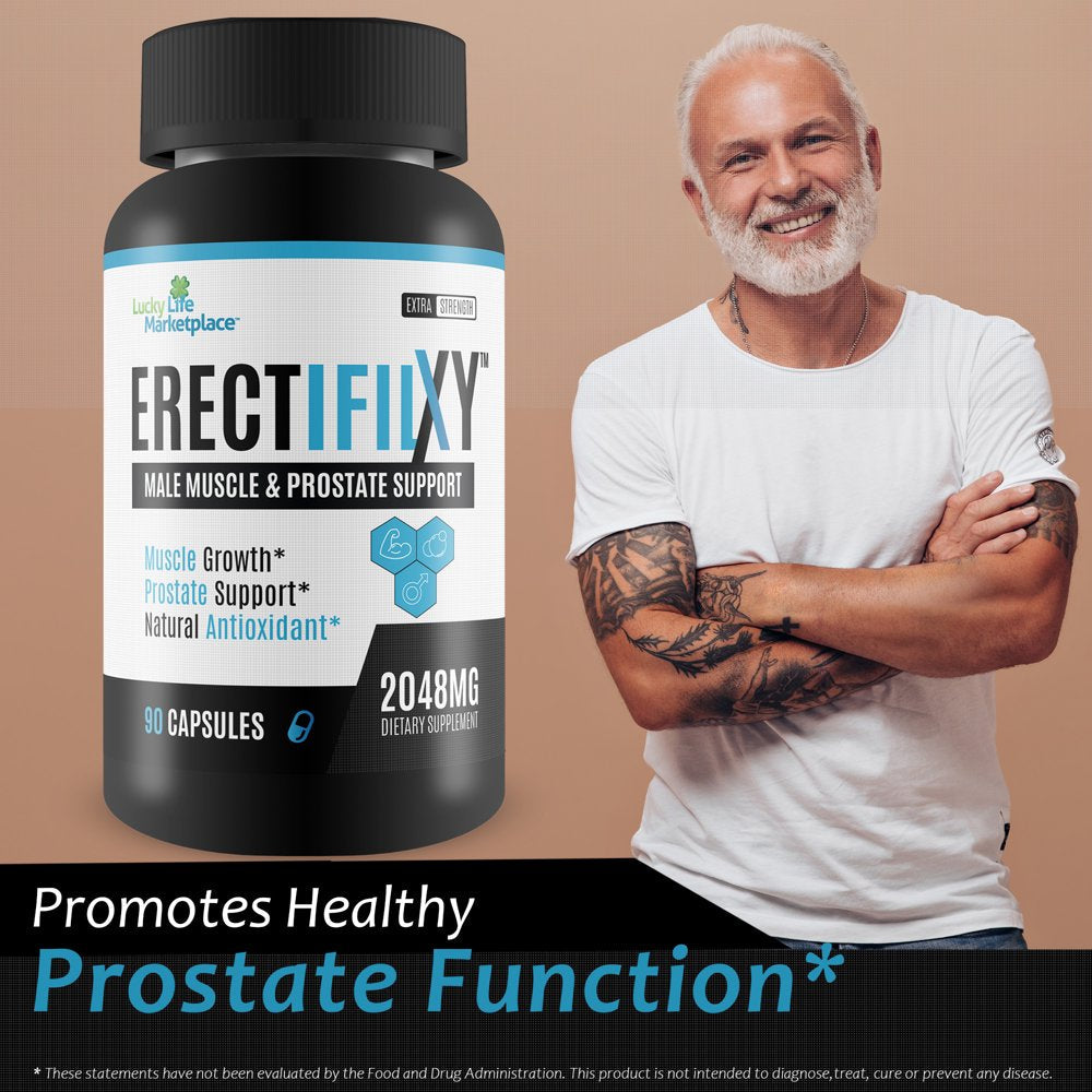 Erectifil XY Male Muscle & Prostate Support - Muscle Growth - Prostate Support - Natural Antioxidant - Help Support Improved Muscle Growth & Recovery with Natural Vitamins & Herbs - Prostate Health
