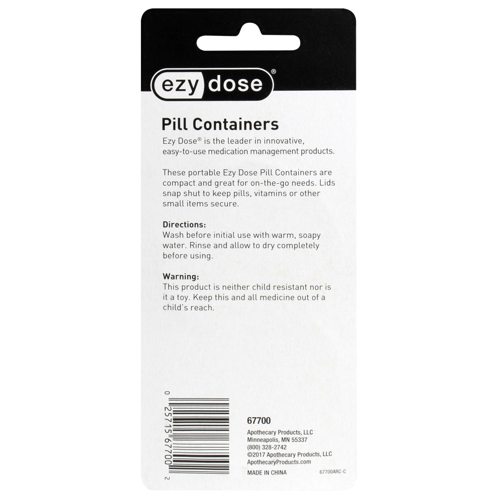Ezy Dose® Pill Container with Snap-Shut Lid, 2 Ct, Multi Color