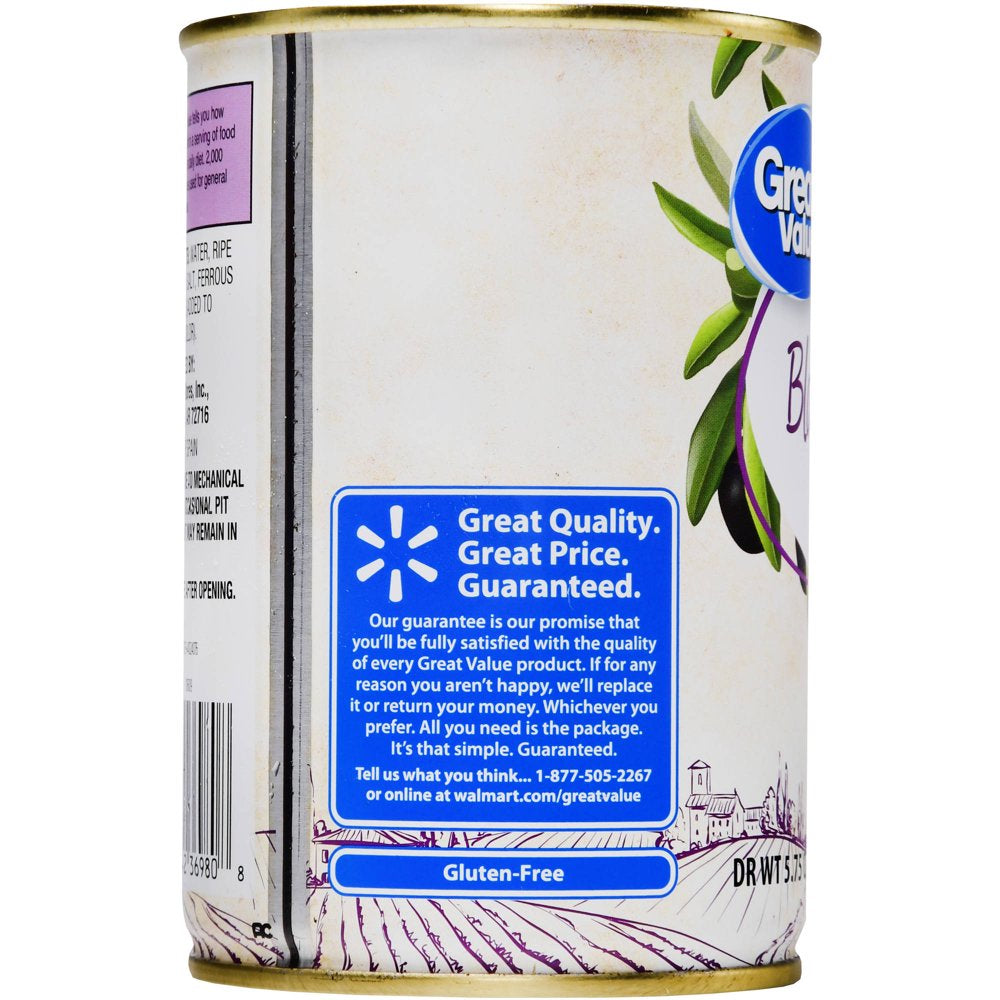 Great Value Jumbo Pitted Black Olives, 5.75 Oz