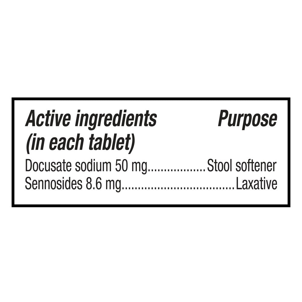 Equate Dual Action Senna-S Natural Vegetable Laxative + Stool Softener Tablets for Constipation, 30 Count