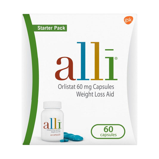 Alli Orlistat Weight Loss Supplement Capsules Starter Pack, 60 Mg, 60 Ct