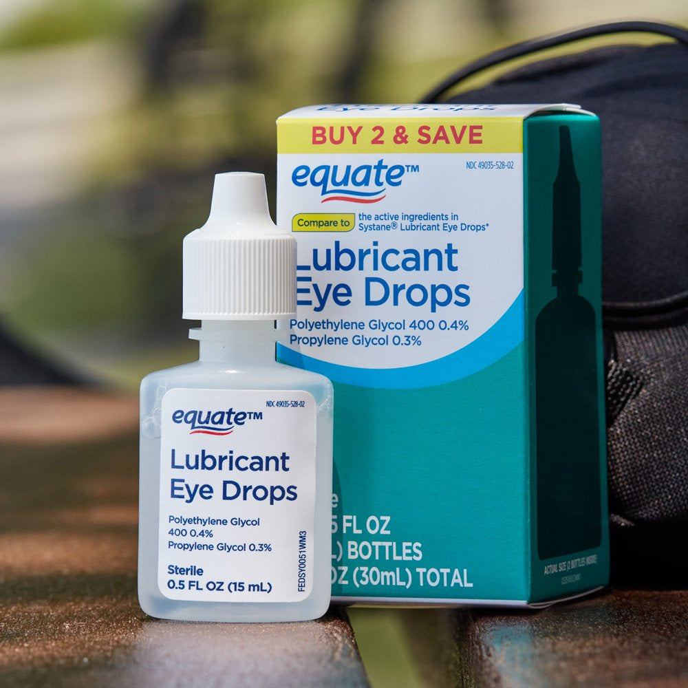 Equate Lubricant Eye Drops, 0.5 Fl Oz, Twin Pack