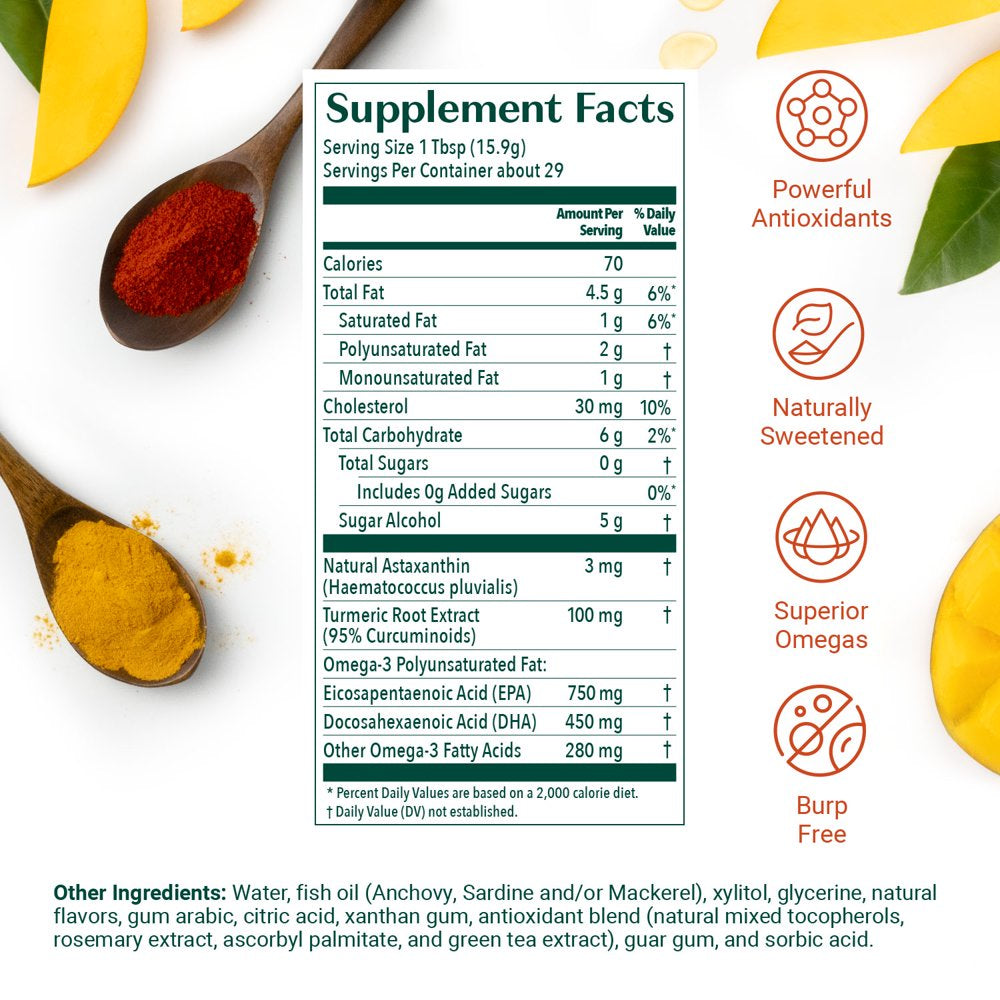 Algaecal Omega 3 Fish Oil with 1200Mg EPA and DHA, Burp-Free Mango Flavor