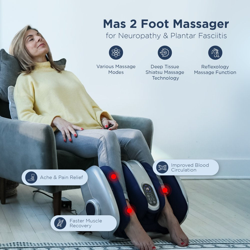 Miko Foot Massager Shiatsu Machine with Pressure Settings, Deep Kneading, Vibration, Heat and Wireless Remote, Fits up to Size 15