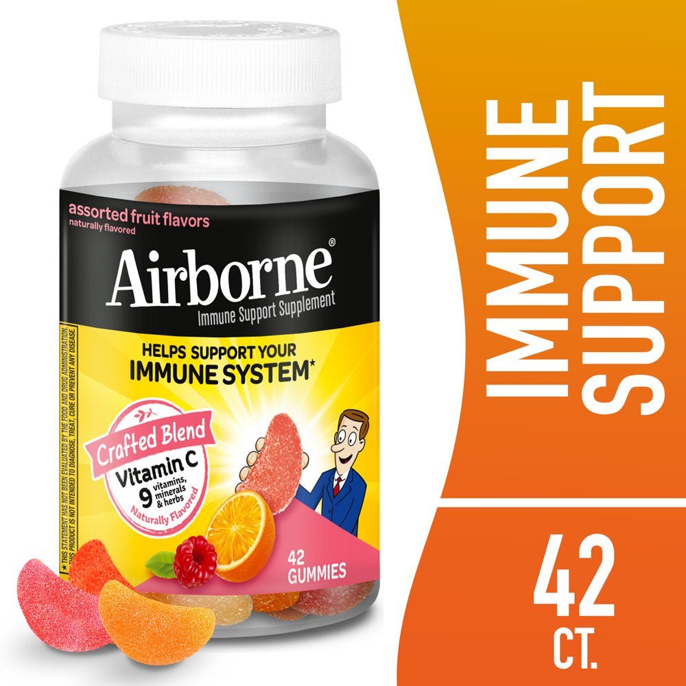 Airborne 750Mg Vitamin C Immune Support Gummies, Assorted Fruit Flavor, 42 Count