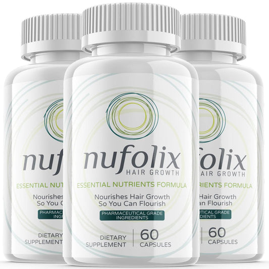 (3 Pack) Nufolix - Dietary Supplement for Hair Support - Revive and Nourish Hair Growth Advanced Formula - Boost Shine & Thickness - 180 Capsules - Nutricity.com.au