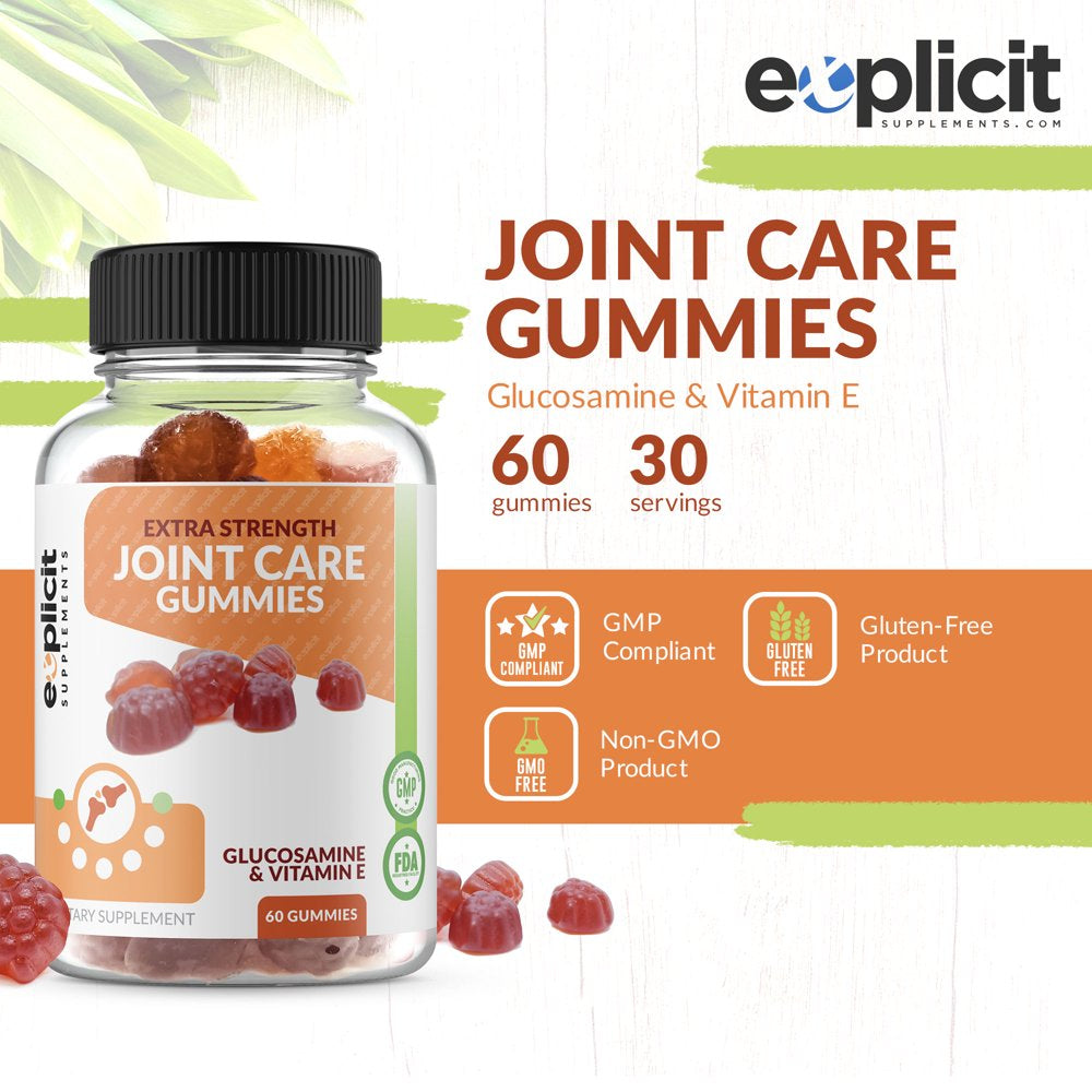 Easy-To-Take Joint Support Gummies - Glucosamine & Vitamin E Joint Supplement to Help Support Joints & Cartilage - 60 Count