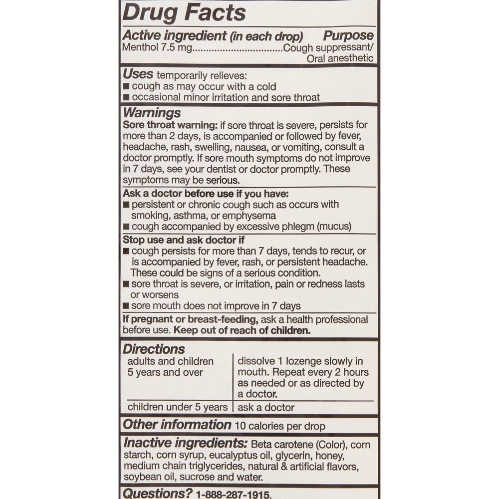 Equate Value Size Honey Lemon Cough Drops with Menthol, 160 Count