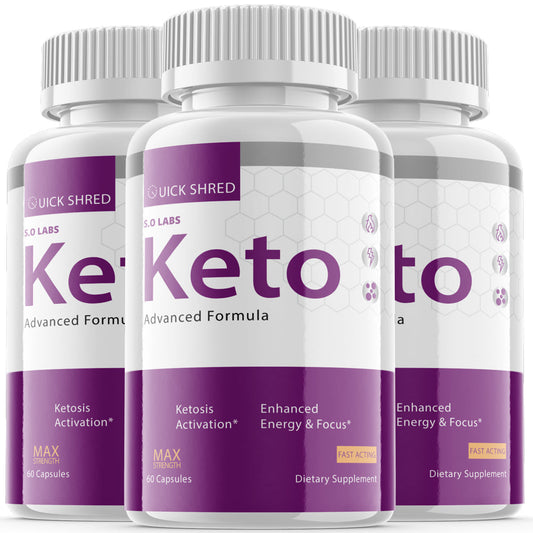 (3 Pack) Quick Shred Keto Pills Keto Quick Shred Capsules Powder Tablets Supplement Advanced Ketogenic Blend, Go Ketones, Ketosis Booster - 180 Capsules - Nutricity.com.au