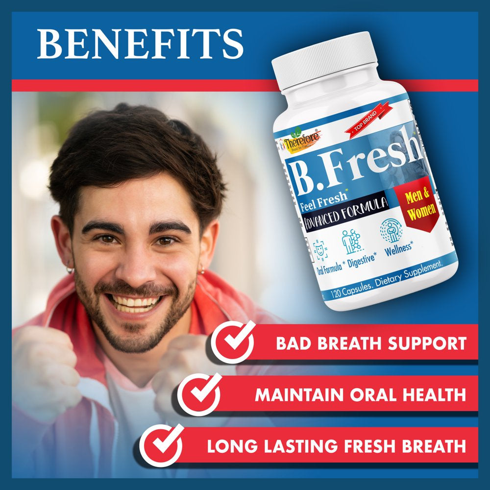 B.Fresh Dental Probiotic Supplements | Dental Probiotic for Bad Breath & Gum Care - 7 Billion CFU- Boosts Oral Health | Fights Bad Breath, Supports Healthy Teeth & Gums | 60 Sugar-Free Capsules