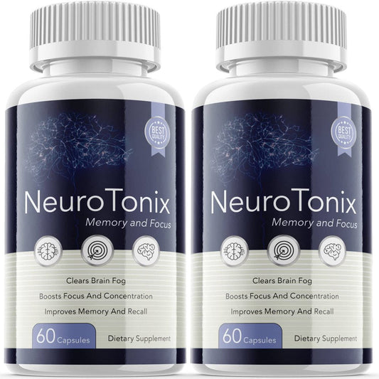 (2 Pack) Neurotonix - Neuro Tonix - Memory Booster Dietary Supplement for Focus, Memory, Clarity, & Energy - Advanced Cognitive Formula for Maximum Strength - 120 Capsules - Nutricity.com.au