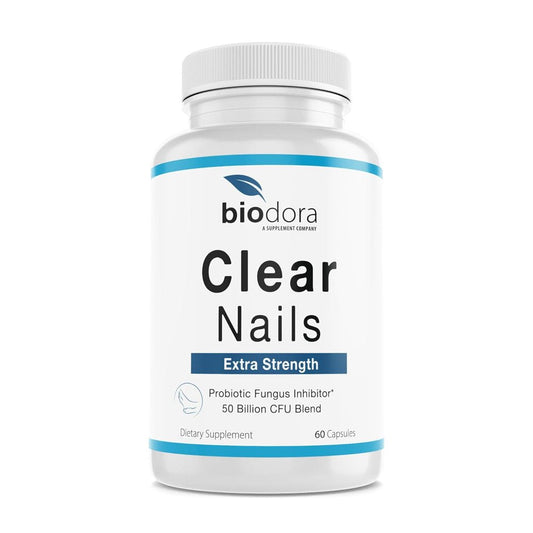 Biodora Clear Nails -Cellulase, Amylase, Invertase, Protease, Proprietary Blend- Extra Strength - Probiotic Fungus Inhibitor- 60 Capsules