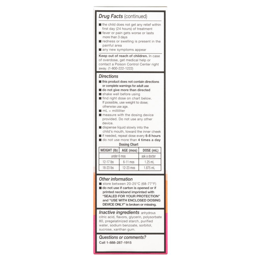 Equate Concentrated Infants' Drops Ibuprofen Oral Suspension, Berry Flavor, 1 Fl Oz