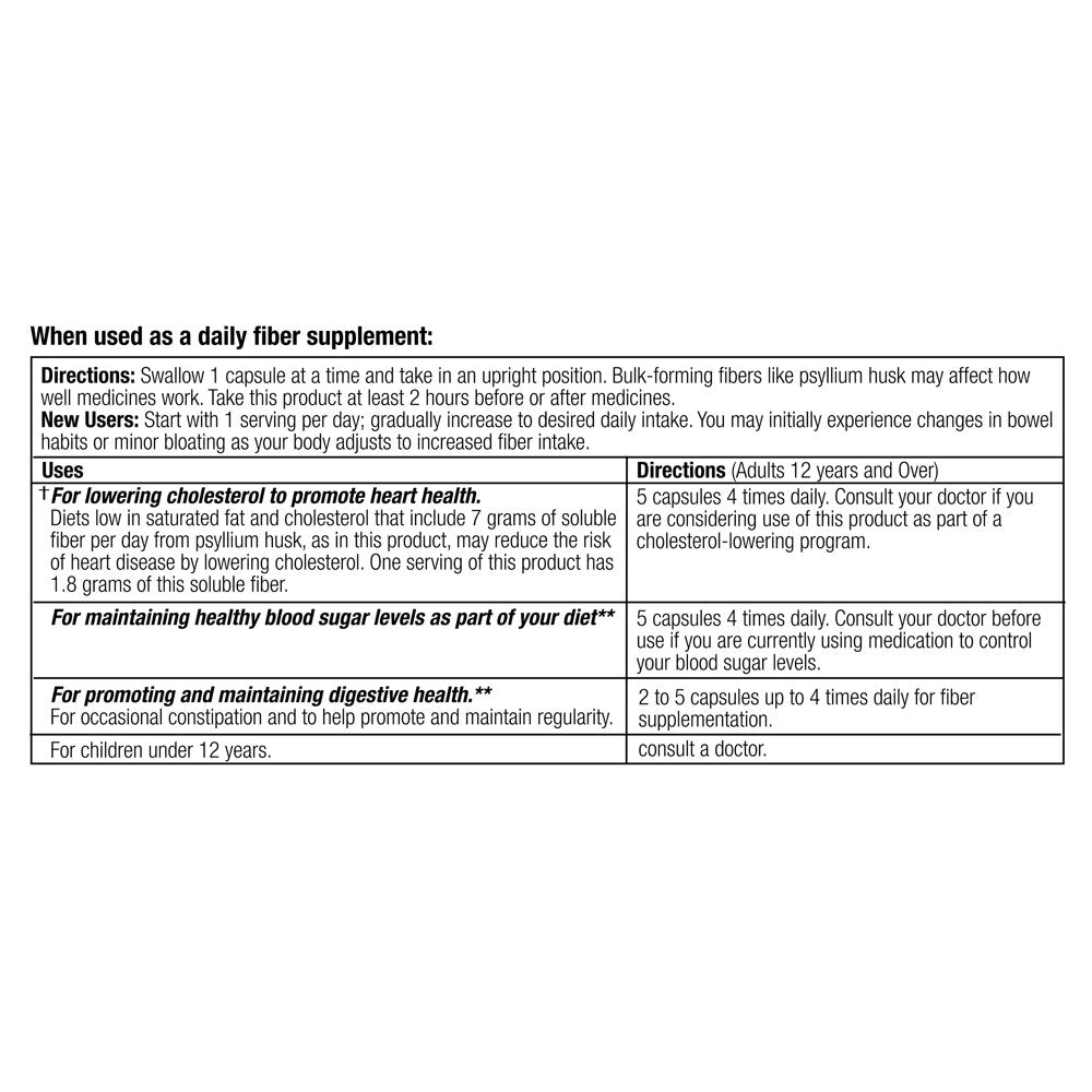 Equate Daily Fiber, 100% Psyllium Husk Digestive Health Supplement Capsules, 300 Count